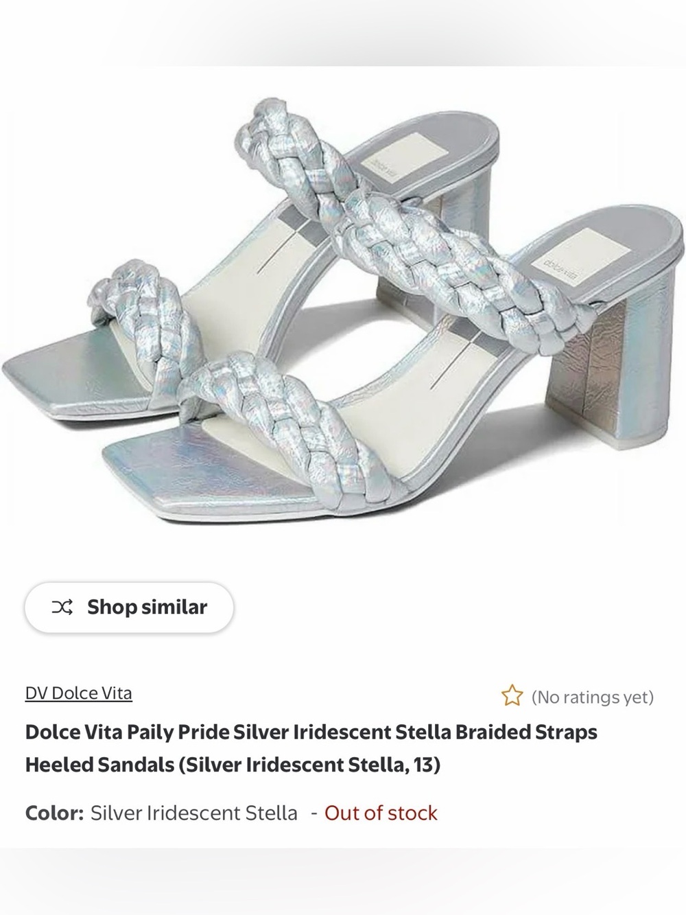 Dolce Vita Paul Pride Silver Iridescent Braided Strap Block Heels